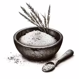 a bowl of food with a scoop of sugar and some grains