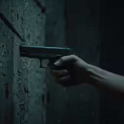 someone is holding a gun in their hand