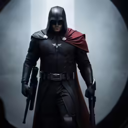 a man in a costume standing in front of a circle