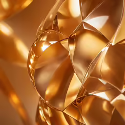 the sculpture is made with golden colored metal strips