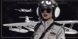 a man in pilot gear is standing near a jet,an image of a female pilot that is wearing a pilot