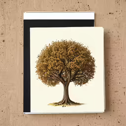 this is a greeting card with a tree illustration