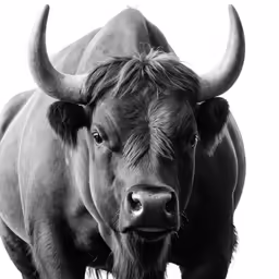 a large long horned animal with large, horn like horns