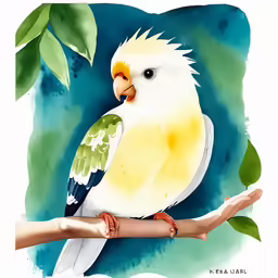 a drawing of a yellow and white bird