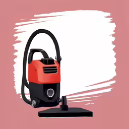 a small red and black vacuum on a pink background