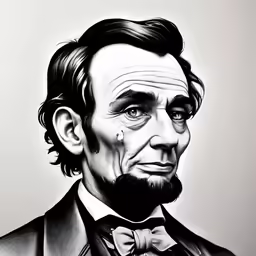 a drawing of abraham lincoln with black and white hair and beard