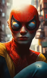 a character from spider - man in a city setting