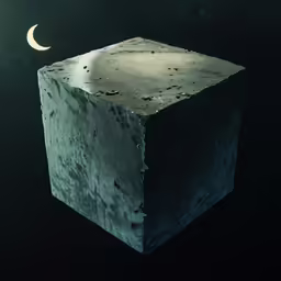 a block or block of concrete and half of moon and stars