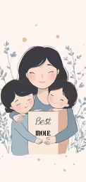 a woman holding three children, the mother holds her child and the child is holding it on