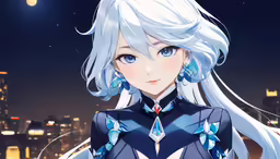 a girl with blue eyes wearing a uniform
