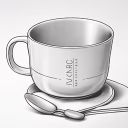 coffee cup and spoon with saucer drawing by artmagers