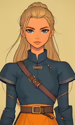 an illustration of a girl with blonde hair wearing a blue jacket