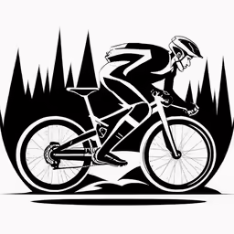 the rider riding a bicycle on a forest trail