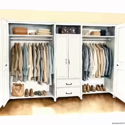 the white wardrobe has an open shelf for clothes