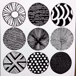 a white print with several different designs in each,a white paper with black designs on it