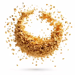 a mixture of food floating in the air