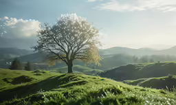 a tree that is sitting on top of a hill