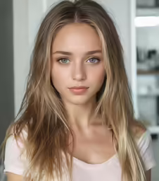 a close up of a woman with long hair
