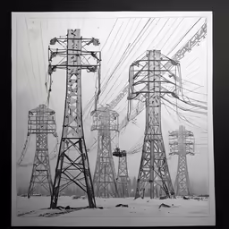 power lines in an old photo of the city