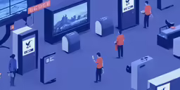 several people are using video game screens in an airport