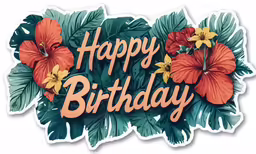 happy birthday on a white background with orange flowers
