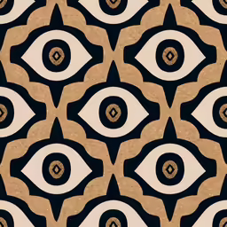 an ornamental print of black, gold and white circles