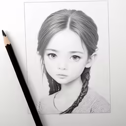 pencil drawing of young girl, pencil art