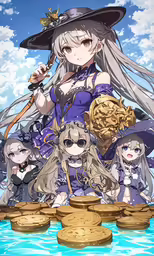 an anime scene with a woman in costume