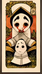 a painting of a panda hugging a panda cub