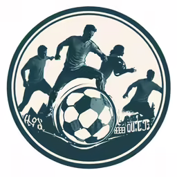 a graphic of soccer players kicking around the ball