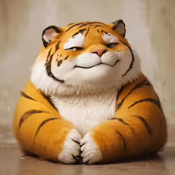 a large stuffed tiger posing on the ground