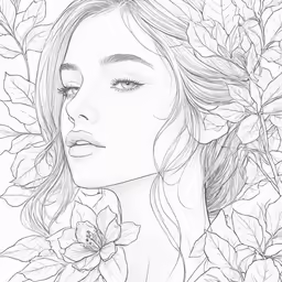 a girl surrounded by flowers on the ground