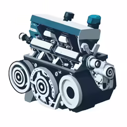the blocky machine is designed to look like an aircraft engine