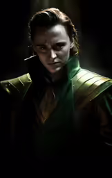 the man is wearing a suit and green