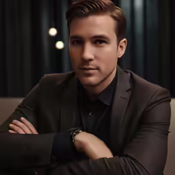 the man poses for the camera in the suit