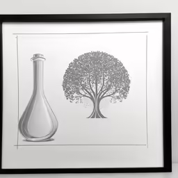 an illustration of a vase with a tree design on the front