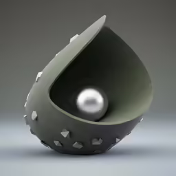 a pearl is nestled inside an irregular vase
