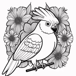 coloring pages to print on a white background with a picture of an exotic bird surrounded by flowers