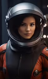 a woman with an astronaut helmet and helmet on