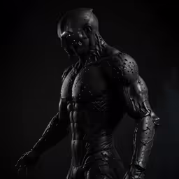 a creepy looking humanoid man standing in the dark
