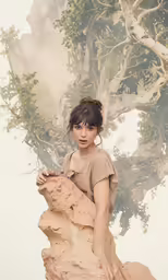woman holding a rock in her hands while standing
