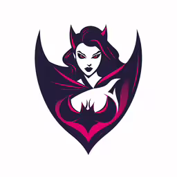 a woman with horns and a bat wings,a stylized woman with wings on a white background