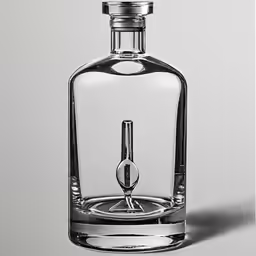 a glass bottle with a silver lid