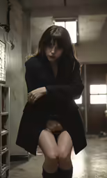 the young woman is posing for a photo in the office