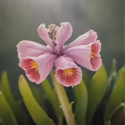 pink flowers on the buds of green plants