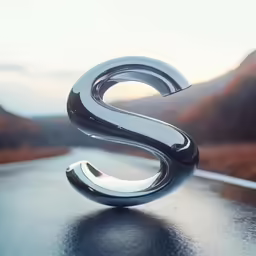 an s shape is positioned on top of the road