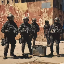 police stand near the side of a building