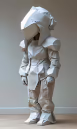 a man standing in a large white paper