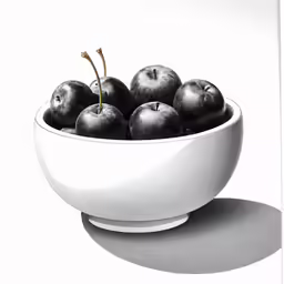 a white bowl full of fresh black apples