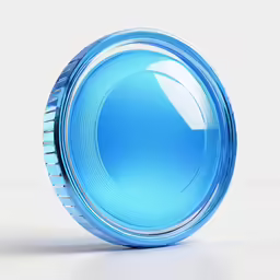 a glass circular object is shown in a white background